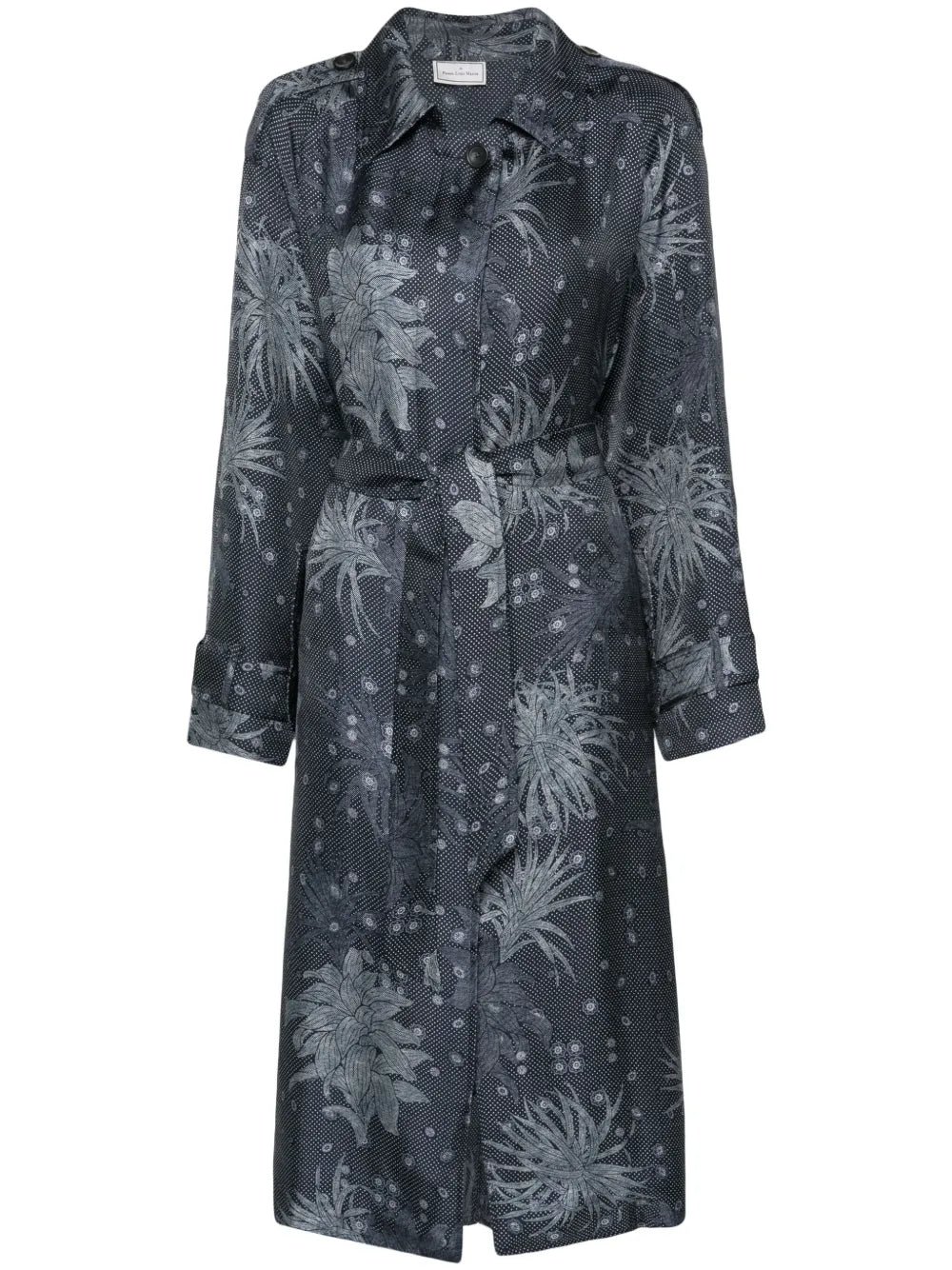 Floral-Print Silk Coat