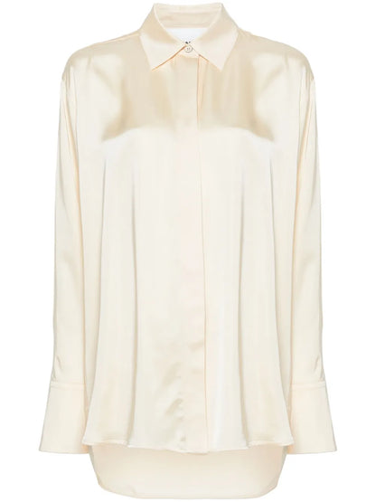 Pointed-Collar Satin Shirt