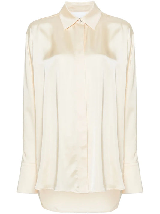 Pointed-Collar Satin Shirt