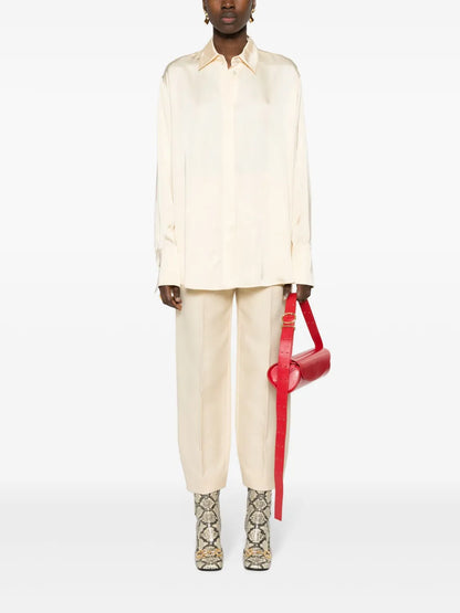 Pointed-Collar Satin Shirt