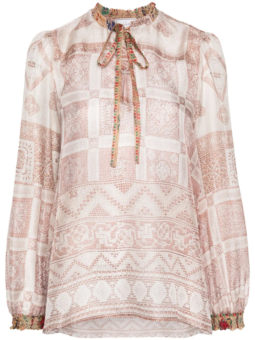 Graphic-Print Silk Blouse
