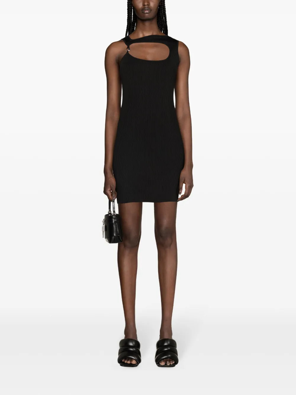 Logo-Plaque Ribbed Mini Dress