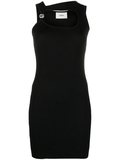 Logo-Plaque Ribbed Mini Dress