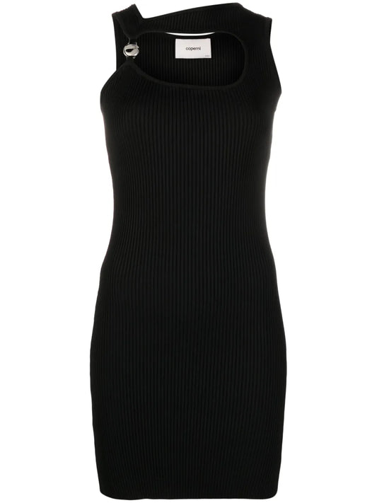 Logo-Plaque Ribbed Mini Dress