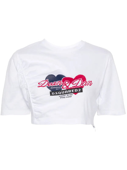 Gathered Cropped T-Shirt