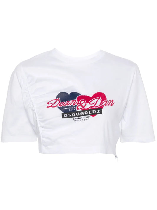 Gathered Cropped T-Shirt