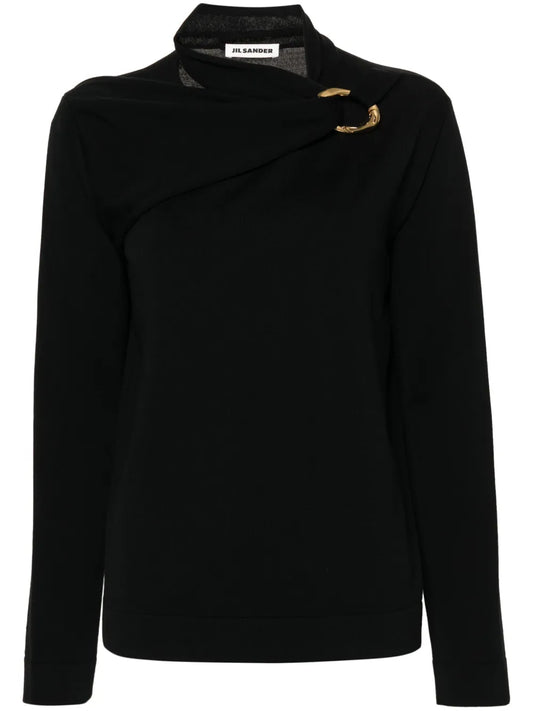 Scarf-Detailed Knit Top