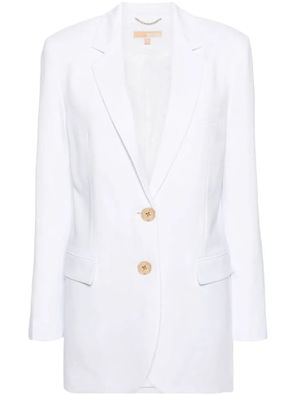 Single-Breasted Crepe-Texture Blazer