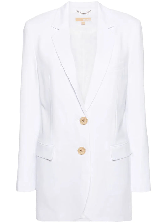 Single-Breasted Crepe-Texture Blazer