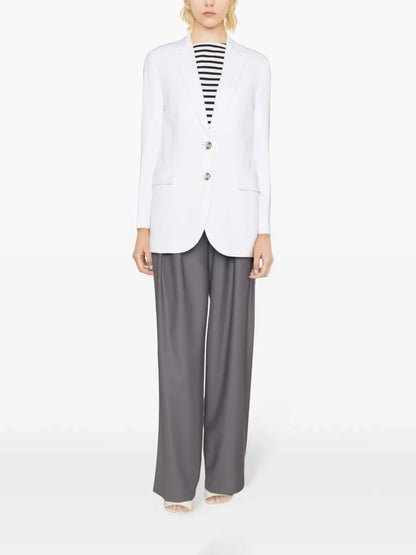 Single-Breasted Crepe-Texture Blazer