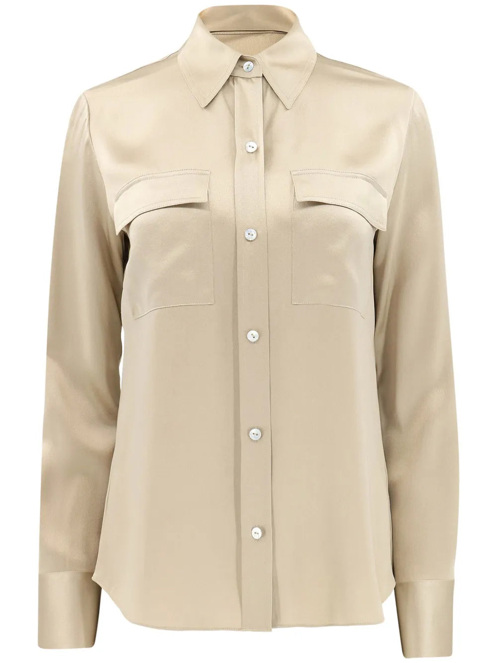 Spread-Collar Silk Shirt