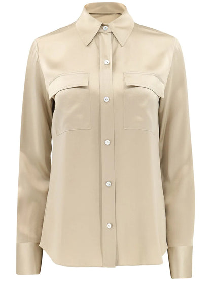 Spread-Collar Silk Shirt