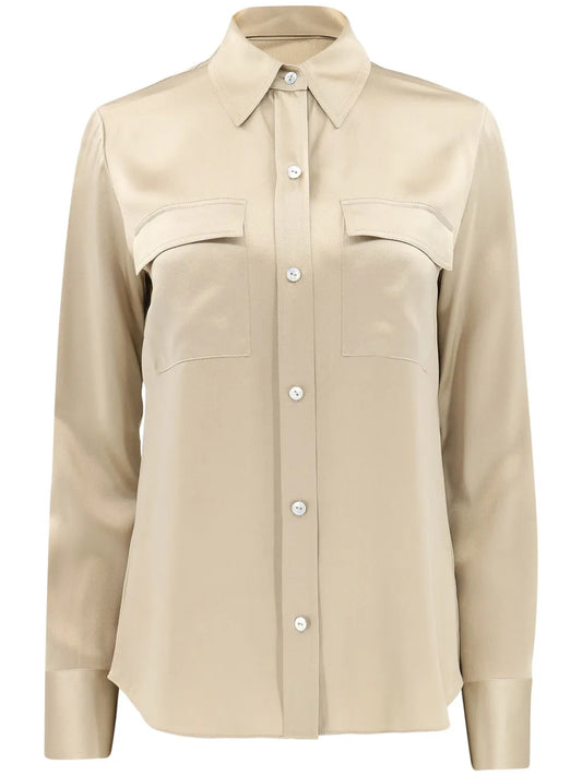 Spread-Collar Silk Shirt