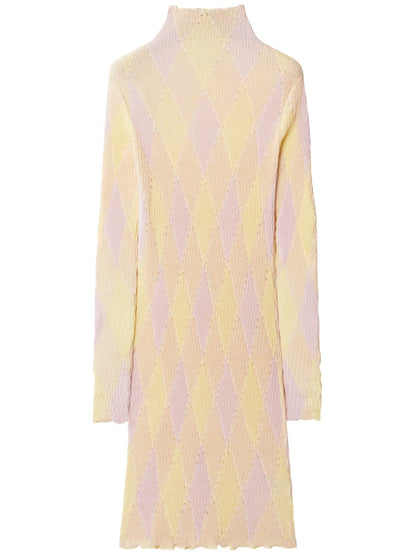 Argyle Ribbed-Knit Dress