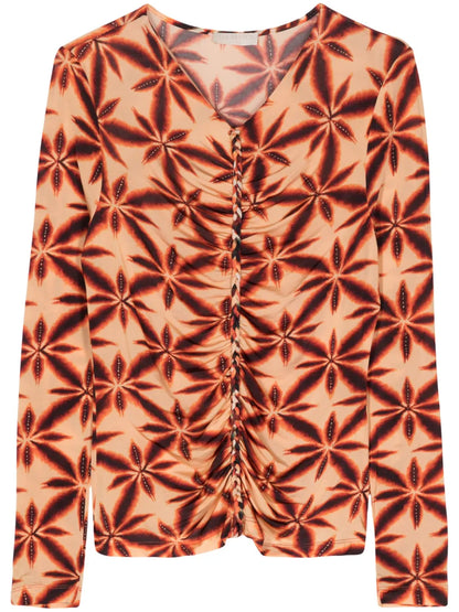 Braid-Detailing Floral-Print Jersey