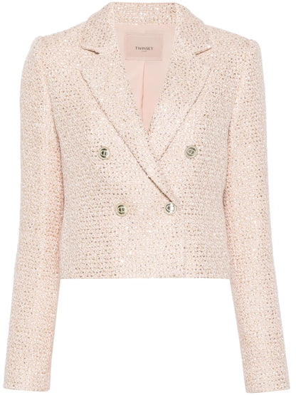 Double-Breasted Bouclé Blazer