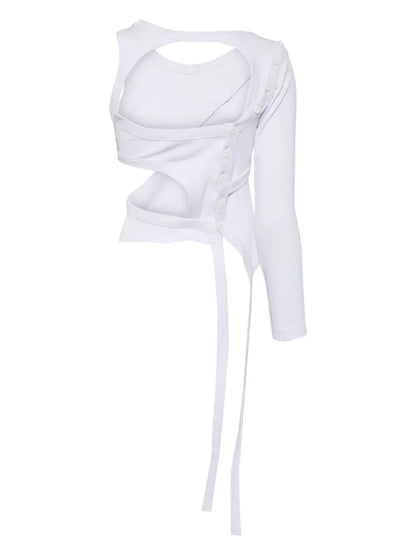 One-Sleeve Ribbed Top