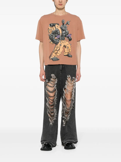 Camping Bunny Distress-Detail T-Shirt