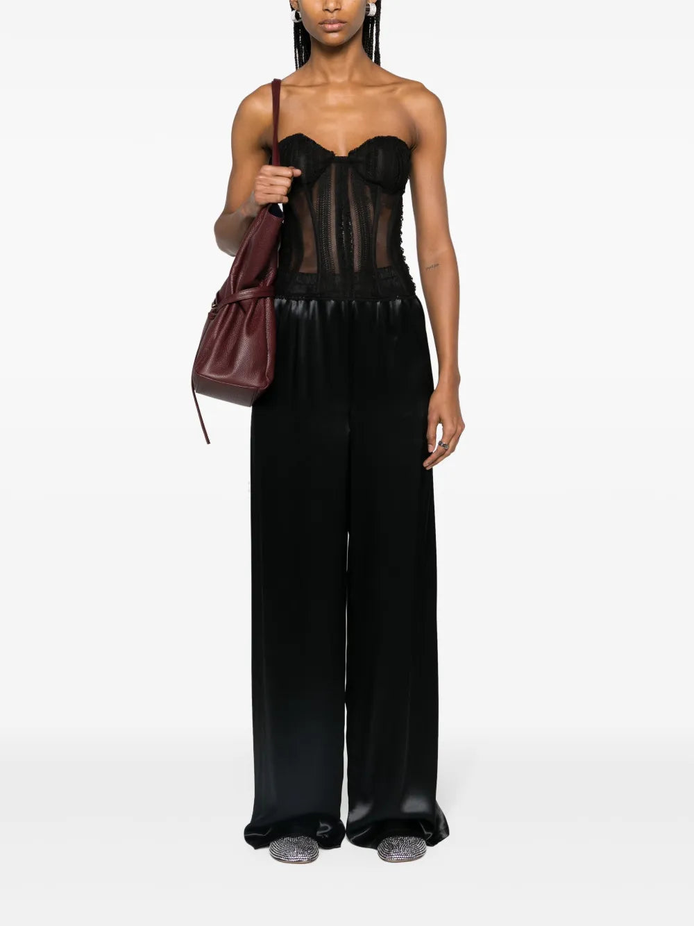 Wide-Leg Satin Trousers
