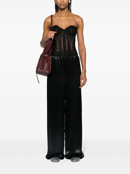 Wide-Leg Satin Trousers