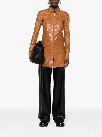 Exposed-Seam Leather Jacket