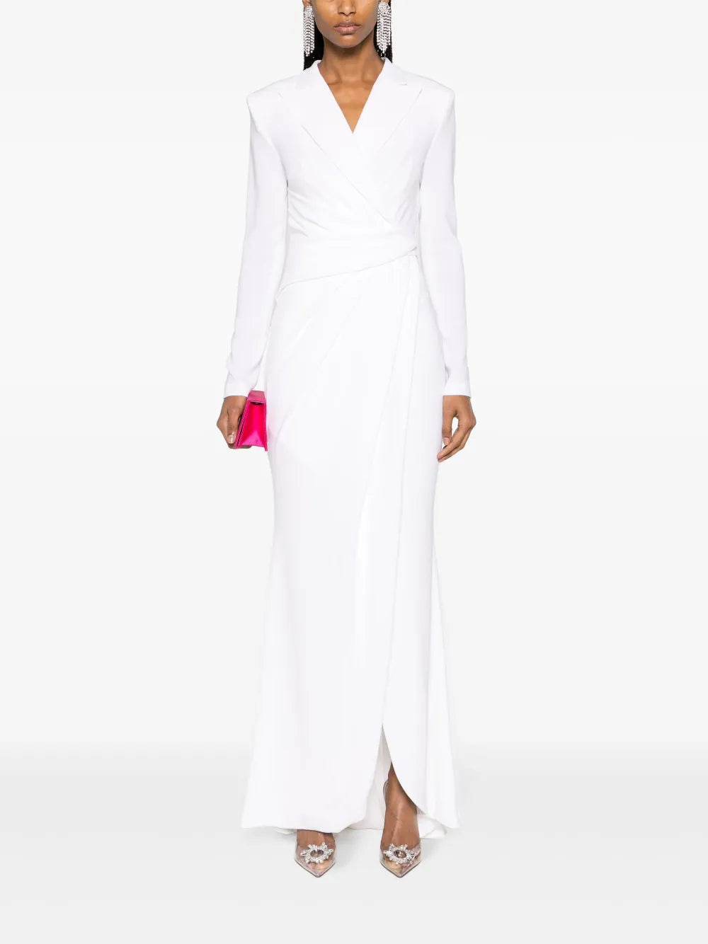 Draped Crepe Maxi Dress