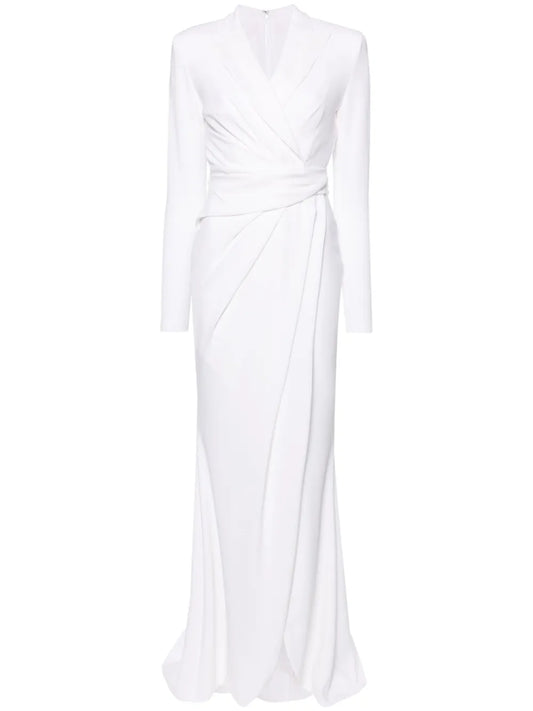 Draped Crepe Maxi Dress