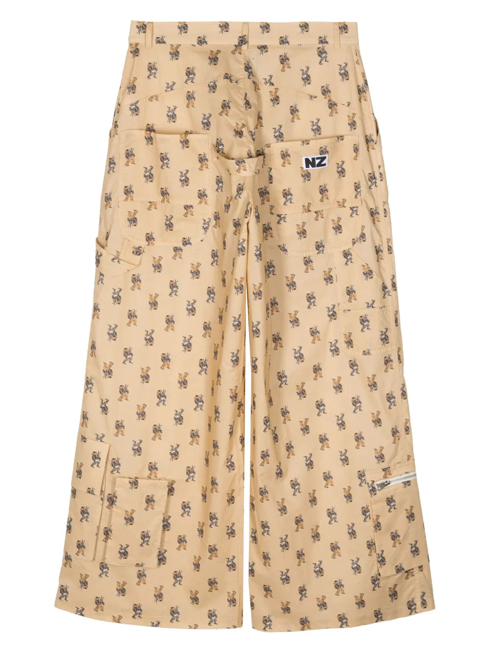 Wide-Leg Graphic-Print Cotton Pants