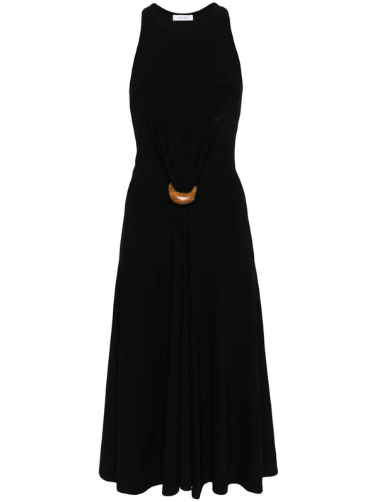 Wooden-Buckle Sleeveless Dress