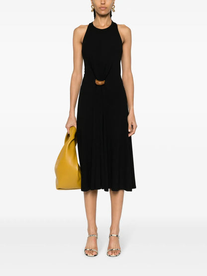 Wooden-Buckle Sleeveless Dress