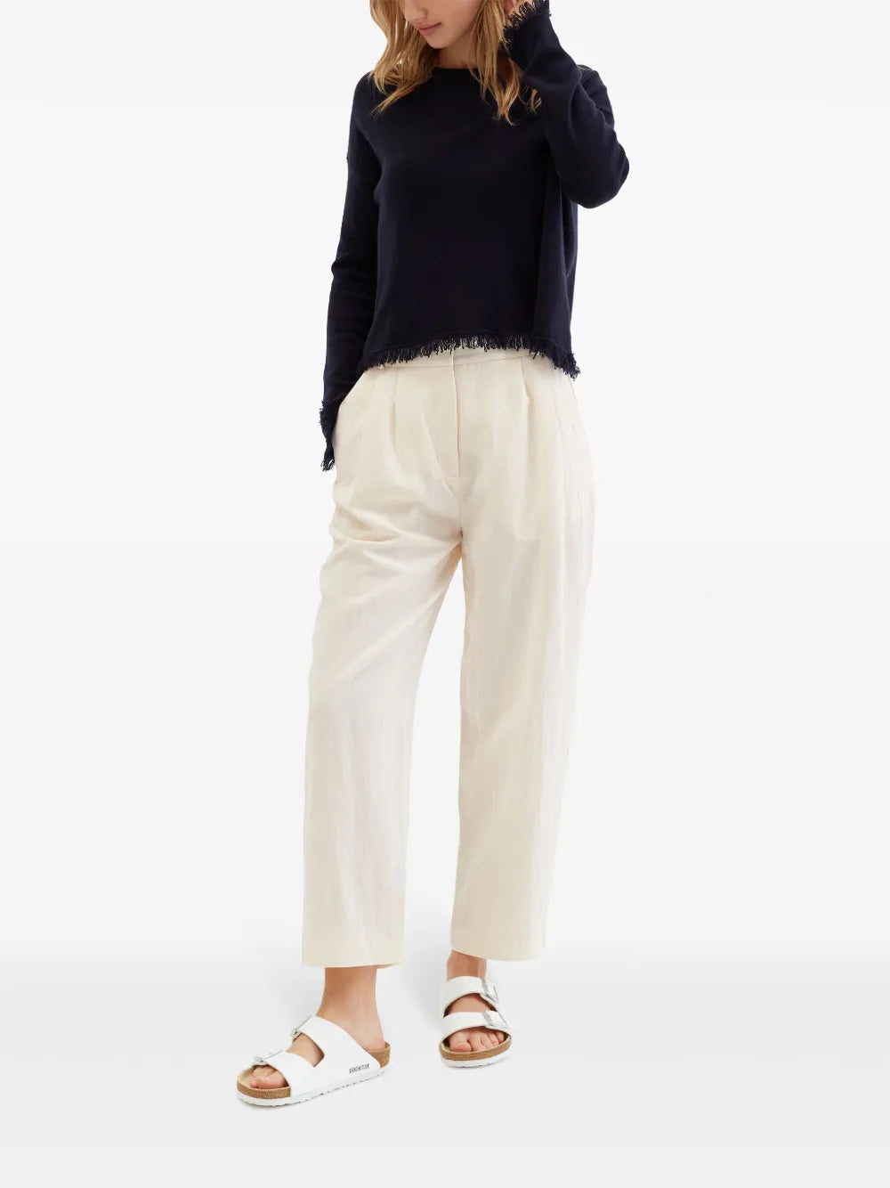 Straight-Leg Cropped Trousers