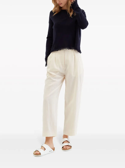 Straight-Leg Cropped Trousers