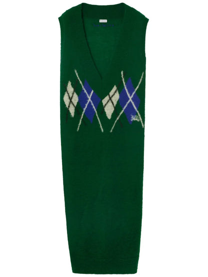 Argyle-Intarsia Wool Maxi Dress
