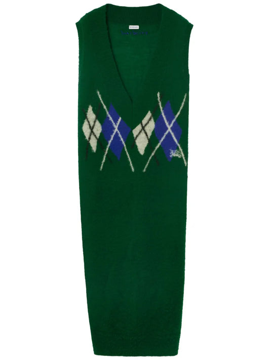 Argyle-Intarsia Wool Maxi Dress