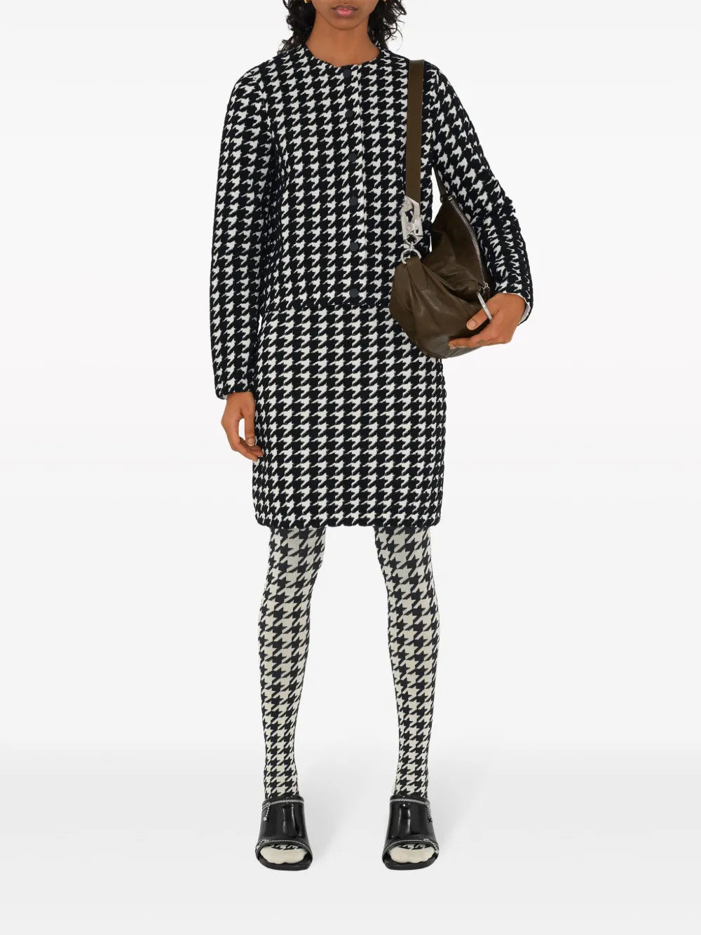Houndstooth-Pattern Crew-Neck Jumper