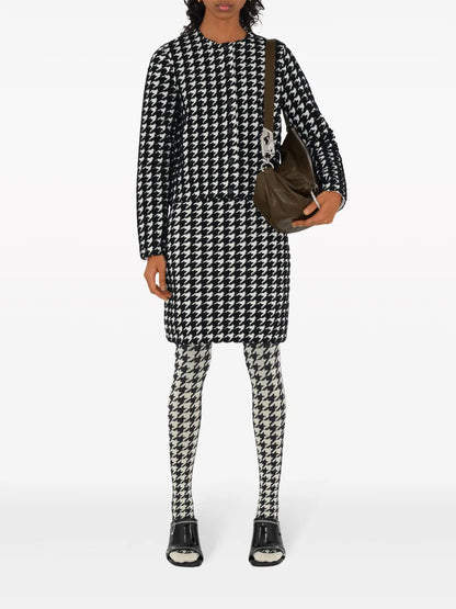 Houndstooth-Pattern Crew-Neck Jumper