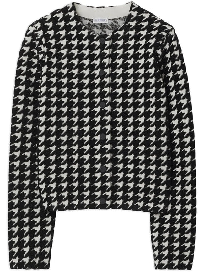 Houndstooth-Pattern Crew-Neck Jumper
