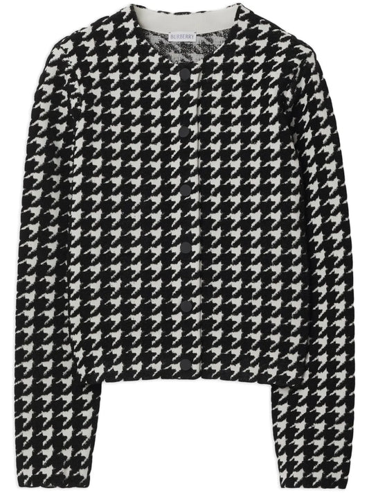 Houndstooth-Pattern Crew-Neck Jumper