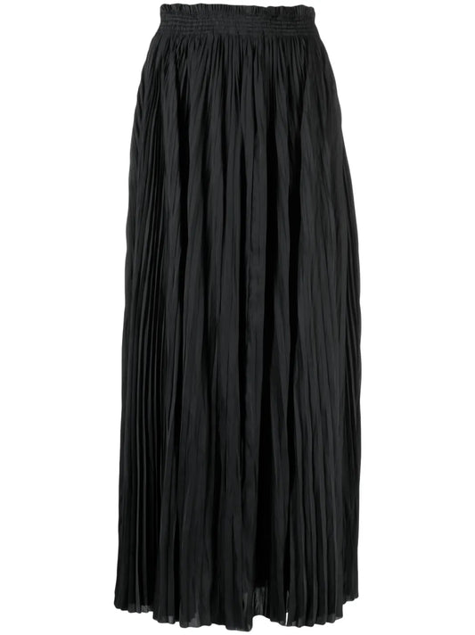 Elasticated-Waist Pleated Skirt