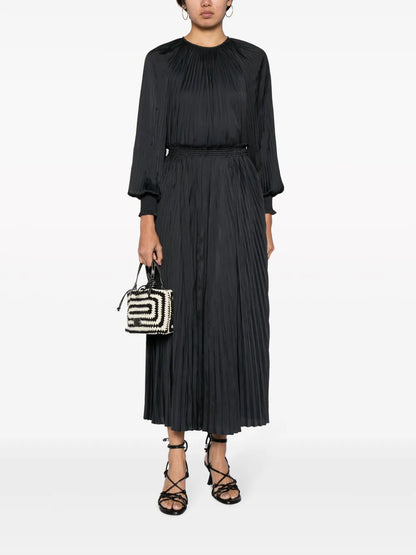 Elasticated-Waist Pleated Skirt