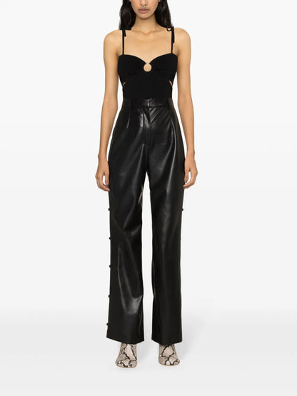 Tied-Straps Fine-Ribbed Top