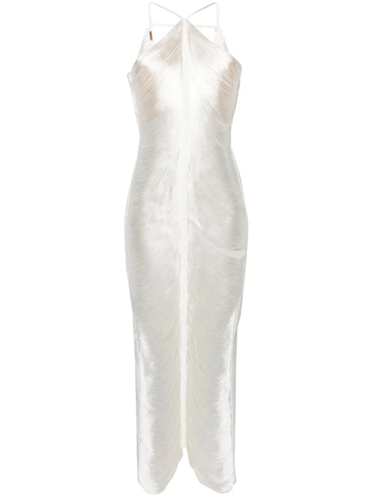 Renata Halterneck Fringed Gown