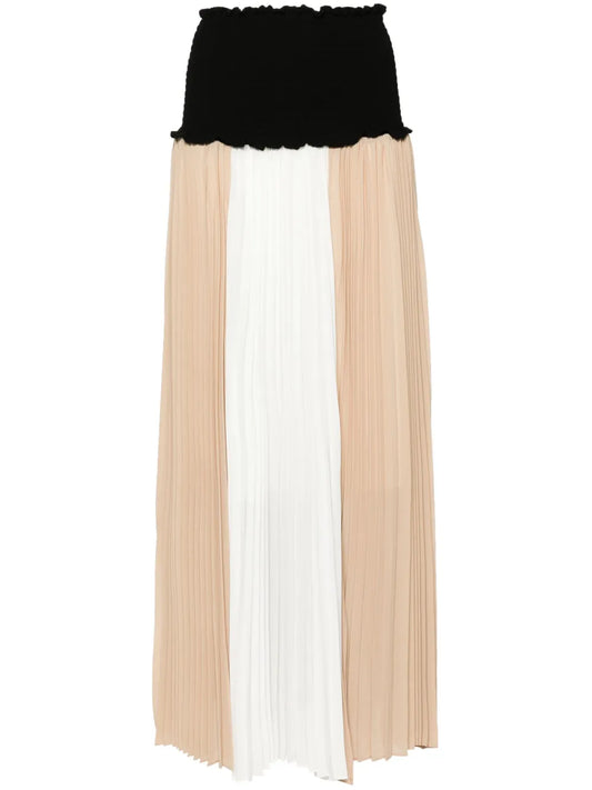 Colour-Block Pleated Midi Dress