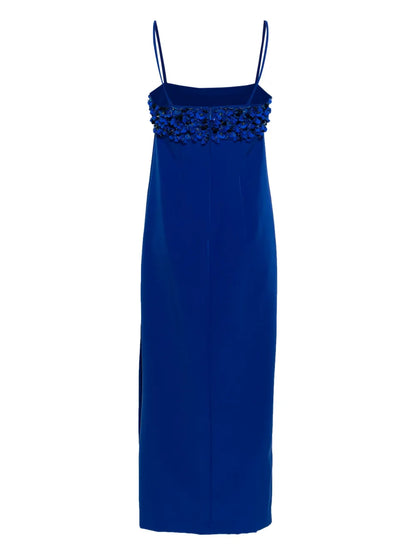 Floral-Appliqué Midi Dress