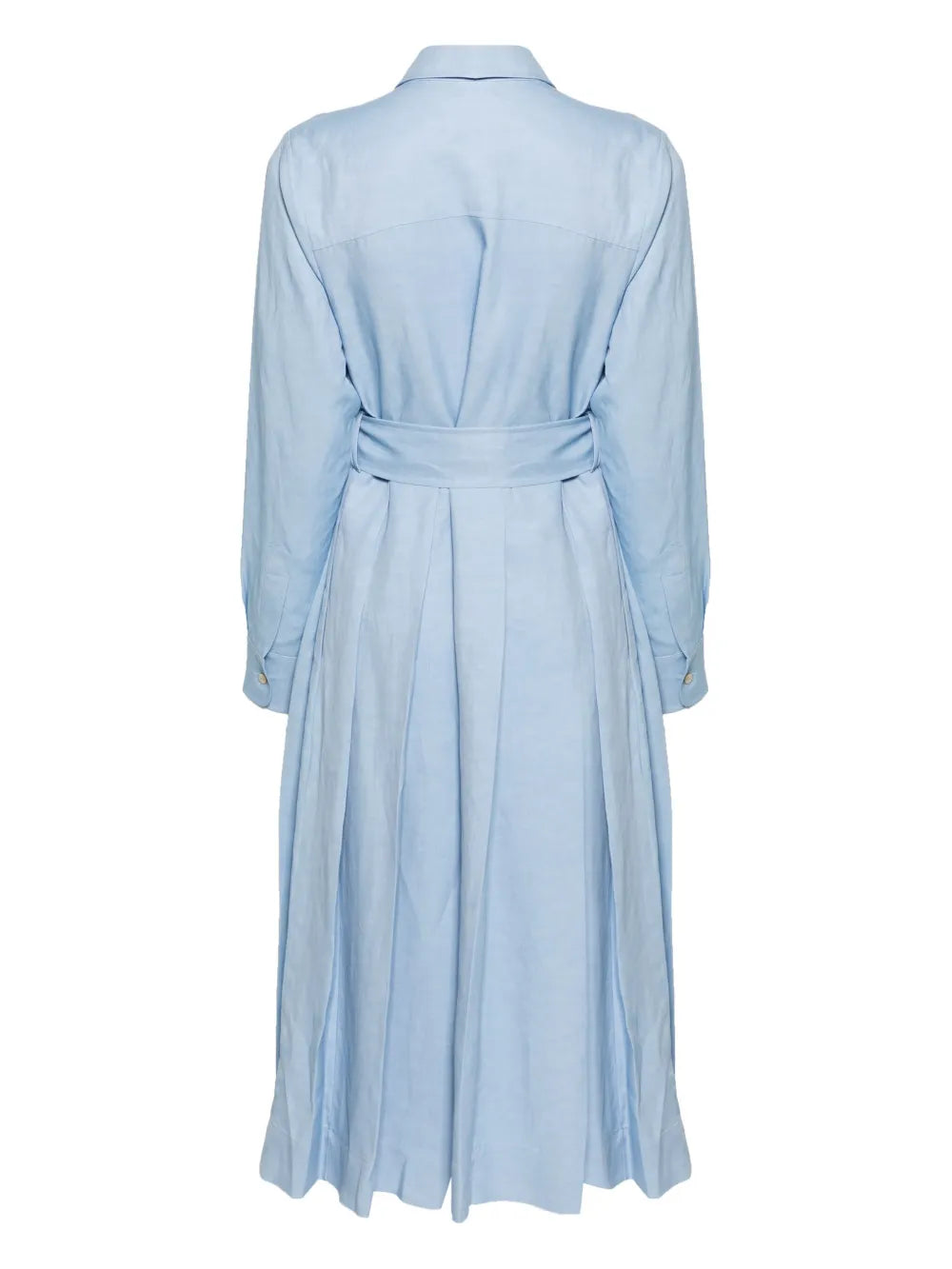 Long-Sleeve Pleated Shirt Dress