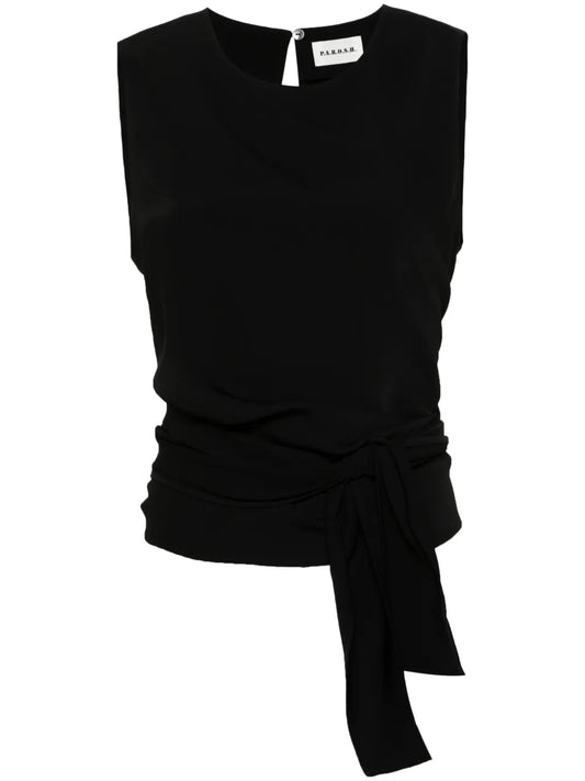 Sleeveless Tie-Fastening Blouse