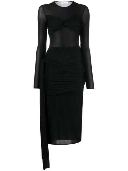 Draped-Detail Midi Dress