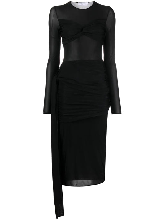 Draped-Detail Midi Dress