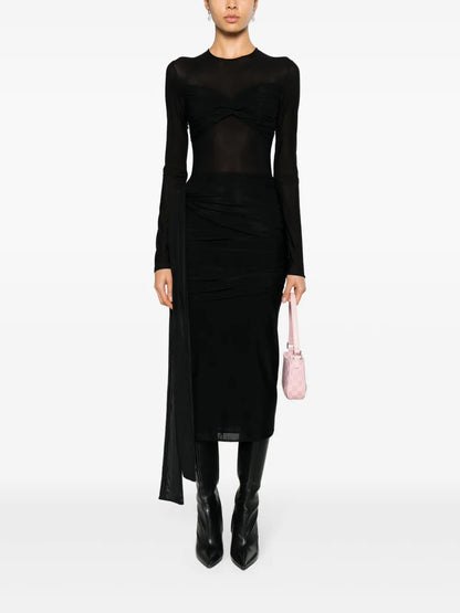 Draped-Detail Midi Dress