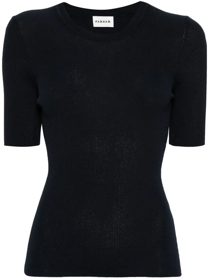 Short-Sleeve Ribbed-Knit Top